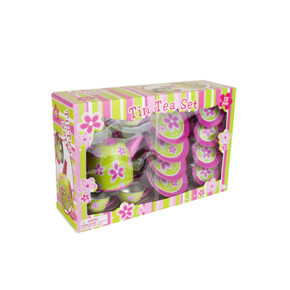 Tin Tea Set - Pink Flower-Yarrawonga Fun and Games