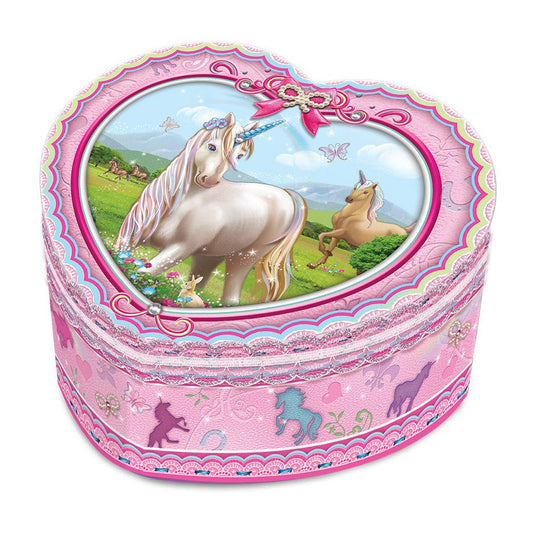 Unicorn Musical Heart Shaped Jewellery Box-Yarrawonga Fun and Games