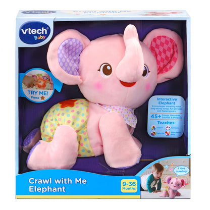Vtech - Crawl with Me Elephant - Various Colours-Pink-Yarrawonga Fun and Games