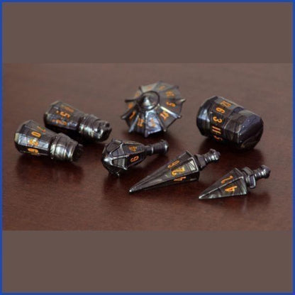 Warrior Dice Set-Steel Grey and Molten Copper-Yarrawonga Fun and Games