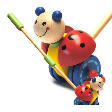 Wooden Push Toy - Various Designs-Ladybug-Yarrawonga Fun and Games