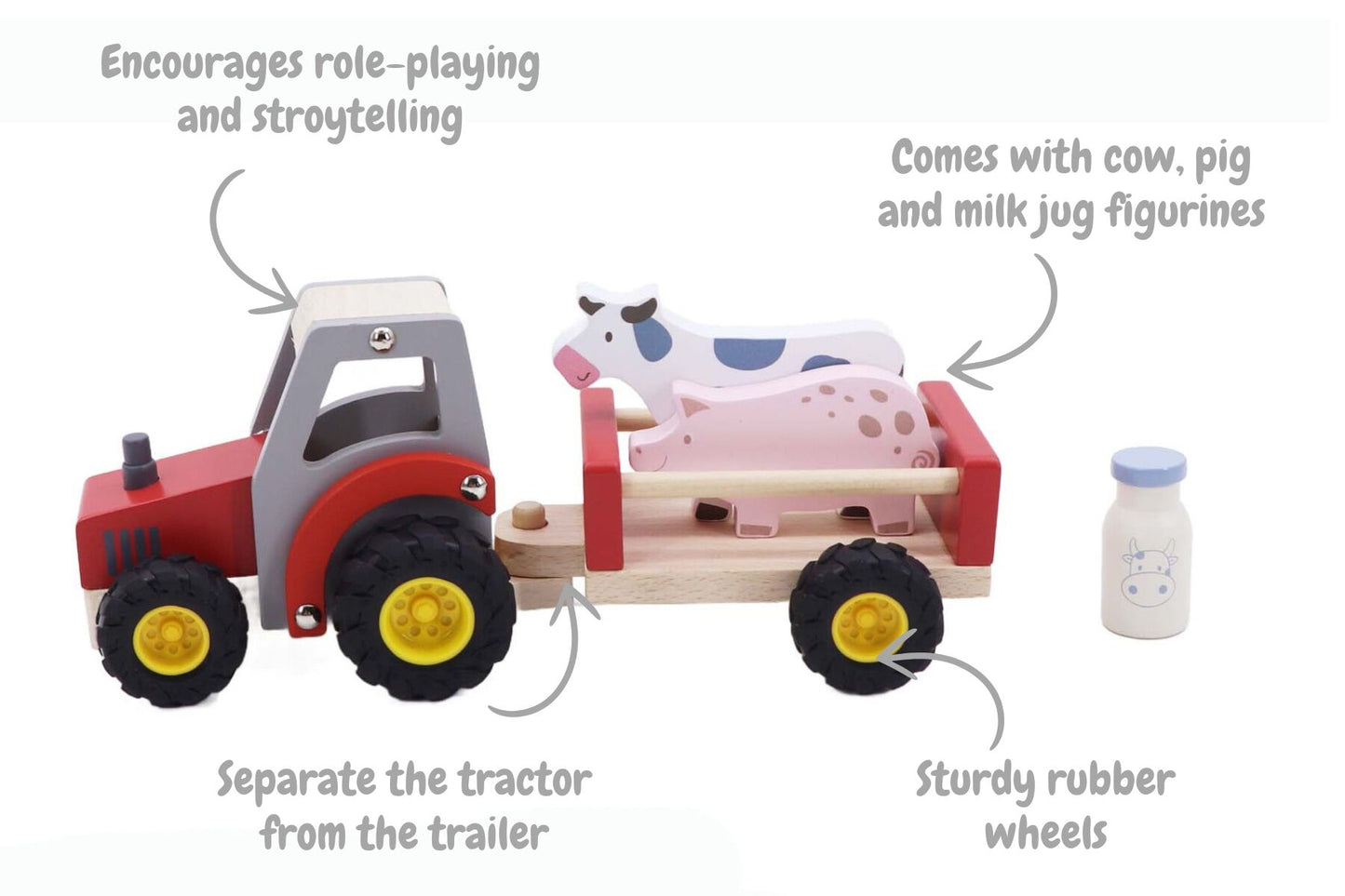Wooden Tractor with Animals