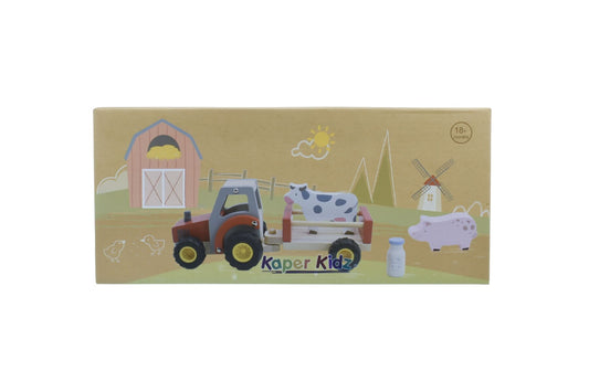 Wooden Tractor with Animals-Yarrawonga Fun and Games