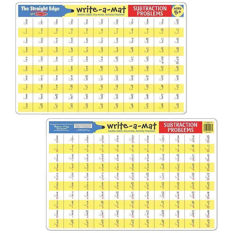 Write a Mat - Subtraction Problems-Yarrawonga Fun and Games