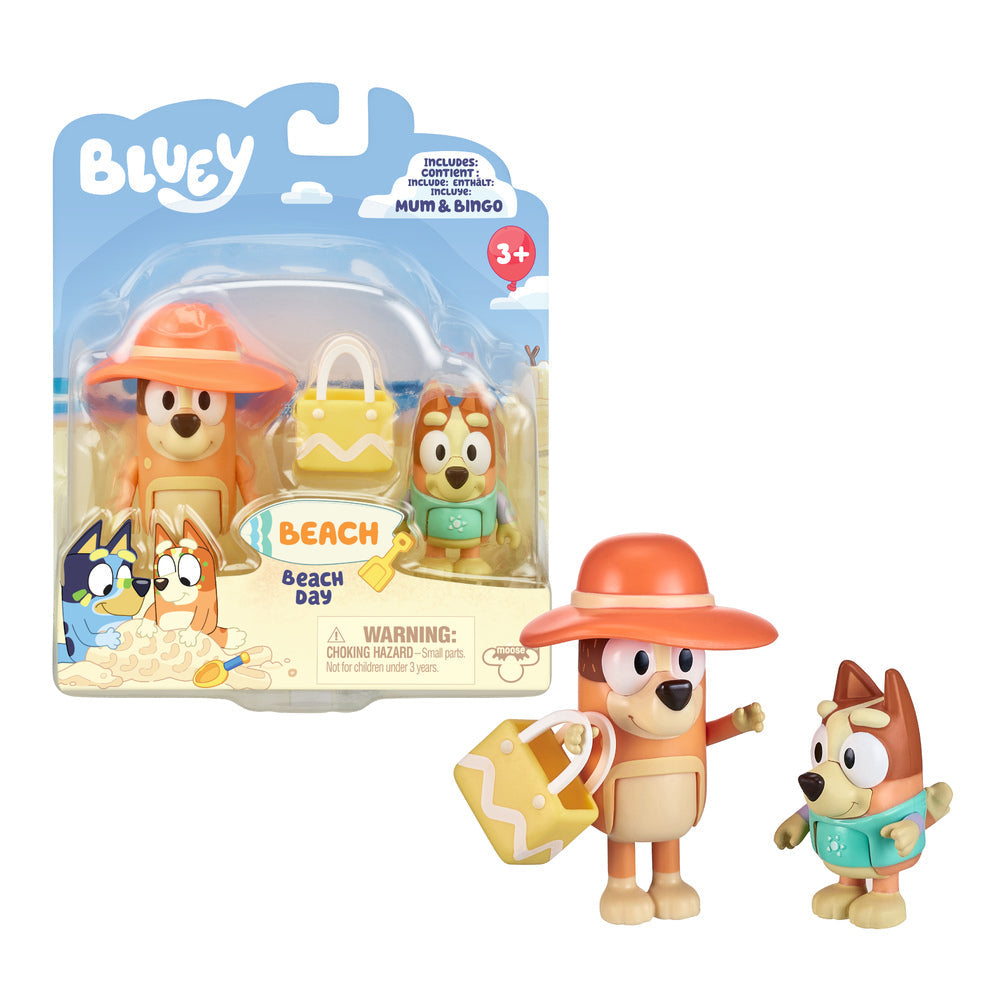 Bluey and Friends Mini Figures 2 Pack-Beach day-Yarrawonga Fun and Games