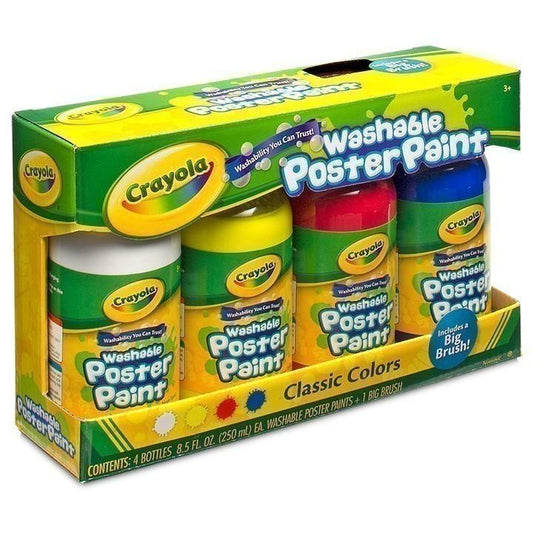Crayola Washable Poster Paint - 4 Colours-Yarrawonga Fun and Games