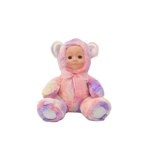 Fur Baby - Pink/Multi coloured Bear-Yarrawonga Fun and Games