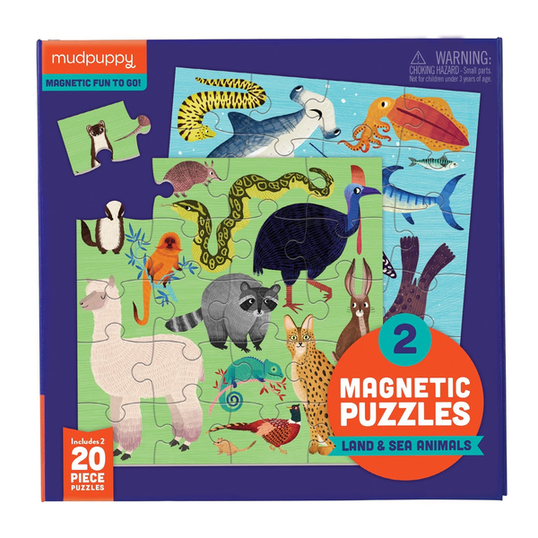 Magnetic Puzzles 2 Pack - Various Designs-Land and Sea Animals-Yarrawonga Fun and Games