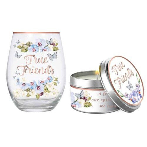 True Friends Stemless Glass and Candle Set-Yarrawonga Fun and Games