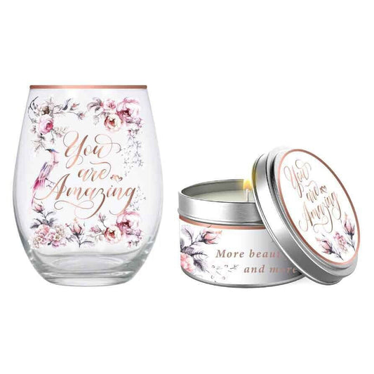 You are Amazing Stemless Glass and Candle Set-Yarrawonga Fun and Games
